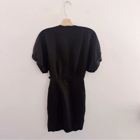 & Other Stories Linen Wrap Mini Dress Black - Picture 5 of 8